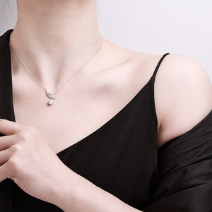 Moissanite Feather Cluster Pendant Necklace