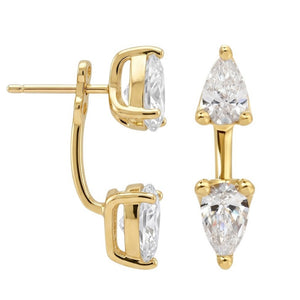 Dual Pear Cut Moissanite Ear Jacket Earrings