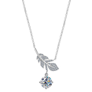 Moissanite Feather Cluster Pendant Necklace