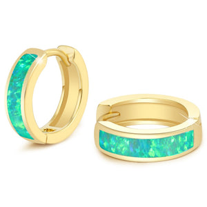 Dainty Opal Channel Set Huggie Hoop Earrings