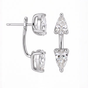 Dual Pear Cut Moissanite Ear Jacket Earrings