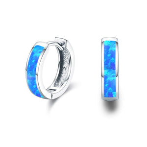 Dainty Opal Channel Set Huggie Hoop Earrings