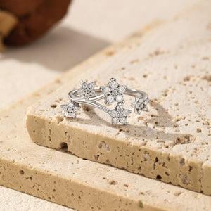 Five Star Moissanite Pave Stacking Open Ring