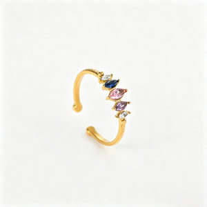 Multicolor Marquise CZ Adjustable Open Ring
