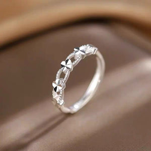 Minimalist Four Leaf Clover Adjustable Ring