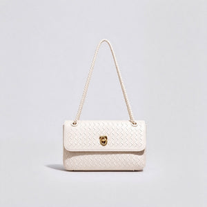 Handwoven Leather Flap Knot Lock Handbag