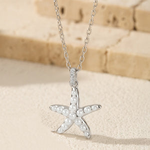 Ocean Starfish Seed Pearl Pendant Necklace