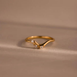 Minimalist Three Marquise CZ Wave Band Ring