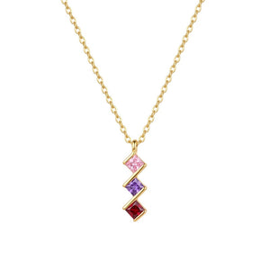 Dainty Multi‑Color Square CZ Charm Necklace