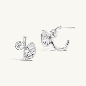 Asymmetric Geometric CZ Open Hoop Earrings