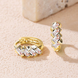 Staggered Baguette Moissanite Hoop Earrings
