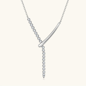 Asymmetric Moissanite Bar Drop Y Necklace