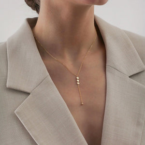 Minimalist Triple Disc Y-Lariat Drop Necklace