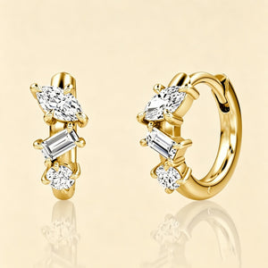 Triple Shape Moissanite Huggie Hoop Earrings