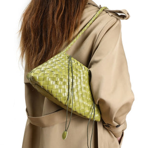 Artisanal Weave Leather Shoulder Handbag
