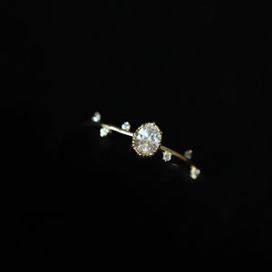 Vintage Oval Solitaire Milgrain Thin Band Ring