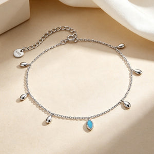 Marquise Turquoise Teardrop Charm Anklet