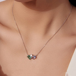 Geometric Triple CZ Cluster Pendant Necklace