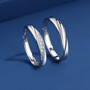 Twisted Wave CZ Couple Matching Open Ring