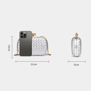 Handwoven Leather Knot Clutch Handbag