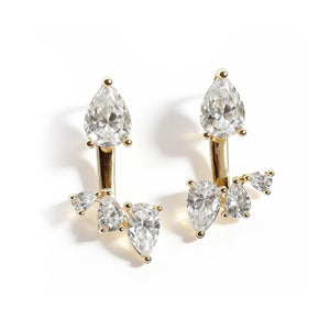 Four Pear Cut Moissanite Ear Jacket Earrings