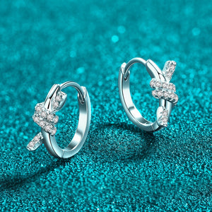 Dainty Moissanite Ribbon Knot Hoop Earrings