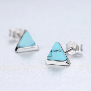 Small Triangle Natural Turquoise Stud Earrings