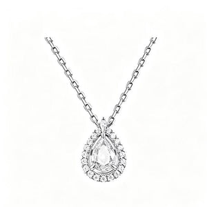 Dainty Blue Teardrop Halo Pendant Necklace