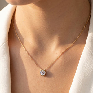 Round Moissanite Half-Bezel Charm Necklace