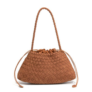 Matte Handwoven Leather Shoulder Handbag