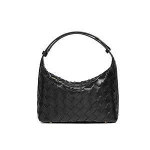 Convertible Woven Leather Hobo Handbag