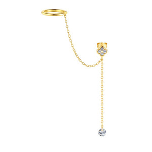 Flower Star Stud Ear Cuff Chain Drop Earrings