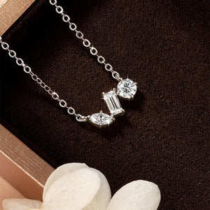 Multi Cut Moissanite Cluster Pendant Necklace