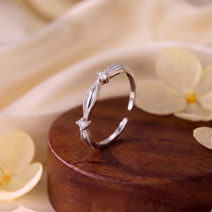 Vintage Milgrain Wave CZ Stacking Open Ring
