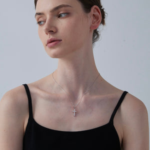 Moissanite Cross Charm Pendant Necklace