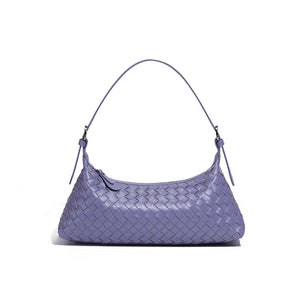 Woven Leather Baguette Shoulder Handbag