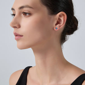 Tiny Small Turquoise Cabochon Stud Earrings