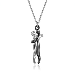Couple Hug Two-Tone Pendant Necklace