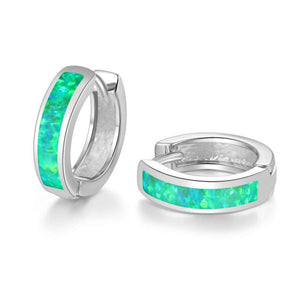 Dainty Opal Channel Set Huggie Hoop Earrings