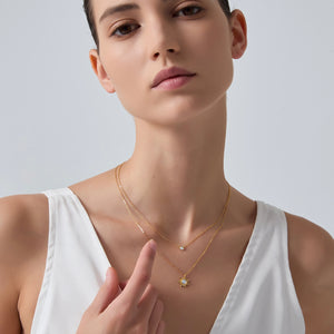 Opal Sun Moon Double Chain Necklace