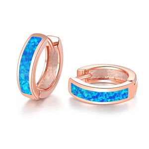 Dainty Opal Channel Set Huggie Hoop Earrings