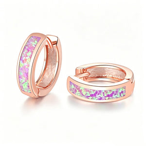 Dainty Opal Channel Set Huggie Hoop Earrings