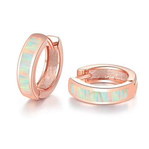 Dainty Opal Channel Set Huggie Hoop Earrings