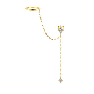 Flower Star Stud Ear Cuff Chain Drop Earrings