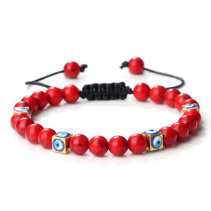 Evil Eye Ceramic Malachite Rope Bracelet