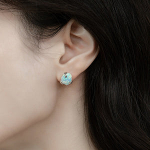 Natural Colorful Opal Prong Stud Earrings