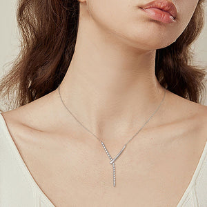 Asymmetric Moissanite Bar Drop Y Necklace