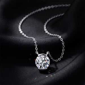 Round Moissanite Half-Bezel Charm Necklace