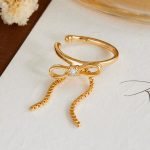 Moissanite Bow Knot Ribbon Clip-On Earrings