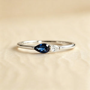 Minimalist Two-Tone Teardrop CZ Band Ring